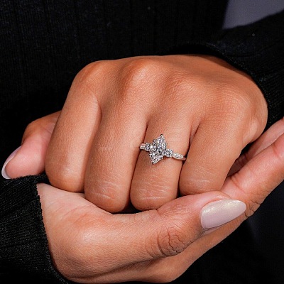 Brass Micro Pave Clear Cubic Zirconia Finger Rings FS-WG5249E-01-1