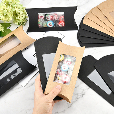 30Pcs 2 Colors Kraft Paper Pillow Candy Box CON-PH0002-49-1