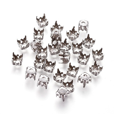 Square Brass Sew on Prong Settings KK-O084-05-6x6mm-1