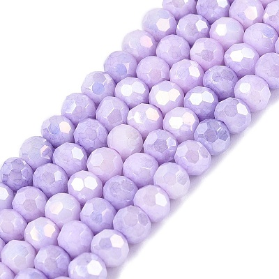 Anti-Tarnish Electroplate Glass Beads Strands EGLA-ZX010-4mm-08-1
