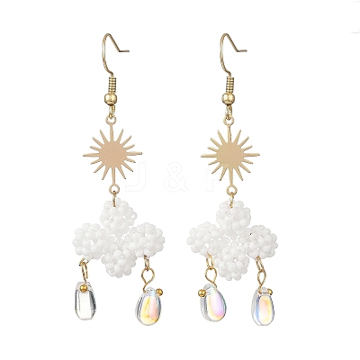 Glass Dangle Earrings EJEW-MZ00752-1