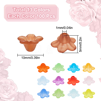 1300Pcs 13 Colors Transparent Acrylic Bead Caps TACR-SP0001-07-1