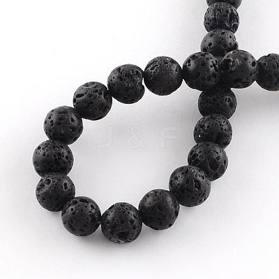 Dyed Natural Lava Rock Gemstone Round Bead Strands X-G-R293-05-1