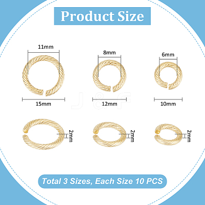 30Pcs 3 Styles 304 Stainless Steel Open Jump Rings for Chainmaille Weaves STAS-UN0054-61-1