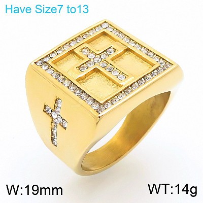 304 Stainless Steel Cubic Zirconia Finger Rings for Men FS-WG9BEFD-08-1
