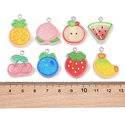 Opaque Resin & Glitter Powder Pendants RE-CBA0127-01-1