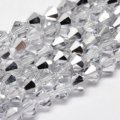 Imitate Austrian Crystal Electroplate Bicone Glass Faceted Bead Strands GLAA-F029-4x4mm-B01-1