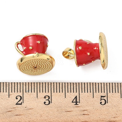 Brass Enamel 3D Cup Charms KK-I371-36G-02-1