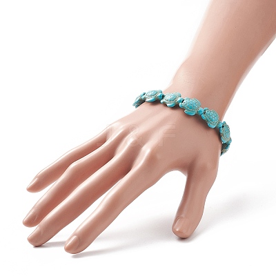 Dyed Synthetic Sea Turtle Beaded Stretch Bracelets for Women BJEW-JB09934-01-1