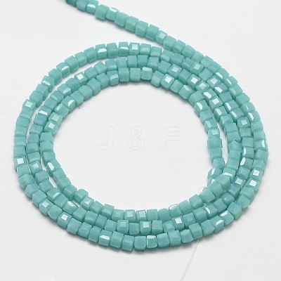 Faceted Cube Glass Beads Strands X-EGLA-J133-C06-1