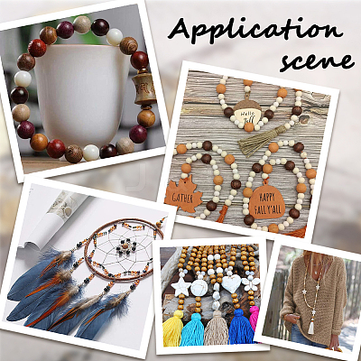 400Pcs 4 Styles  Natural Wood Beads WOOD-GF0002-15A-1