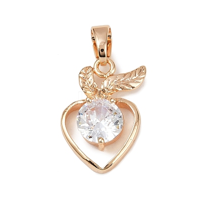 Brass Micro Pave Cubic Zirconia Pendants KK-E795-27KCG-01-1