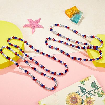 Polymer Clay Rhinestone Round Beaded Necklaces NJEW-SW00049-07-1