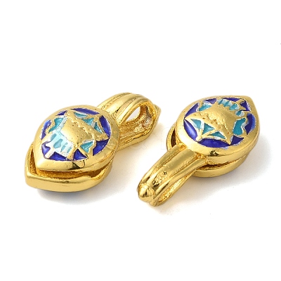 Rack Plating Brass Enamel Buddhist Pendants KK-P276-25G-04-1