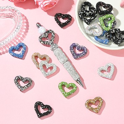 Heart Shape Polymer Clay Rhinestone Beads CLAY-NH0001-09B-1