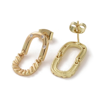 Brass Micro Pave Cubic Zirconia Dangle Stud Earrings EJEW-H308-07G-1