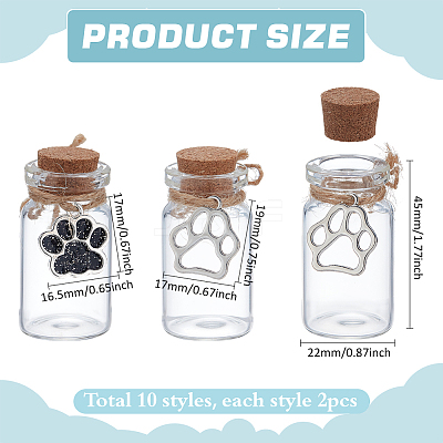 20Pcs 10 Styles Glass Jar Glass Bottles AJEW-PH01592-1