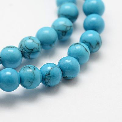 Synthetic Turquoise Round Beads Stretch Bracelets BJEW-G550-08-6mm-1
