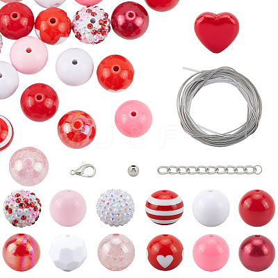 50Pcs Mixed Styles Acrylic Beads Sets SACR-PA0001-22-1