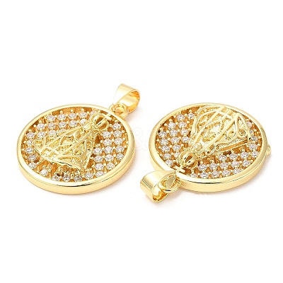 Rack Plating Brass Micro Pave Cubic Zirconia Pendants KK-A185-33G-1