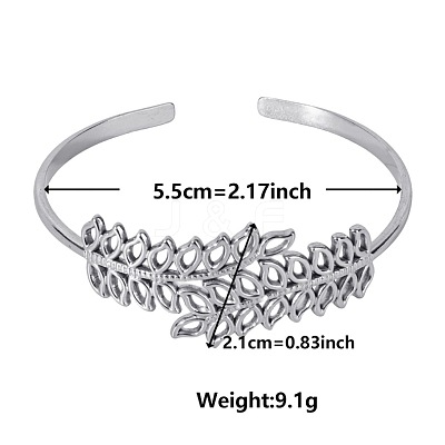 Elegant and Stylish Design Hollow Leaf 304 Stainless Steel Cuff Bangles for Women TH3419-1-1