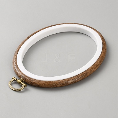 PP & PVC Plastic Imitation Wood Cross Stitch Embroidery Hoops DIY-WH20055-058B-01-1