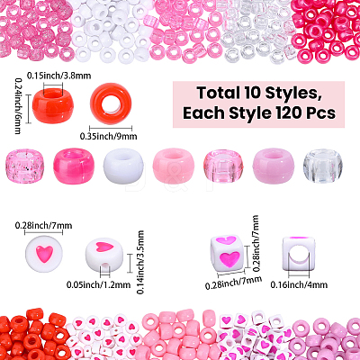 1200Pcs 10 Styles Opaque Plastic and Opaque Acrylic Beads KY-PA0001-15A-1