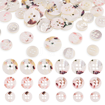 45Pcs 3 Style 4-Holes Shell Buttons BUTT-TA0001-27-1