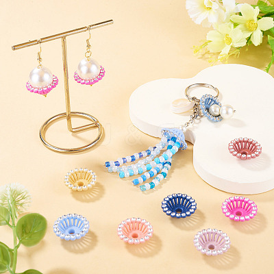 60Pcs Acrylic & Rhinestone Bead Caps MACR-TA0002-78-1