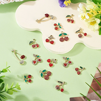 16Pcs 8 Styles Cherry Alloy Pendants FIND-TA0008-78-1