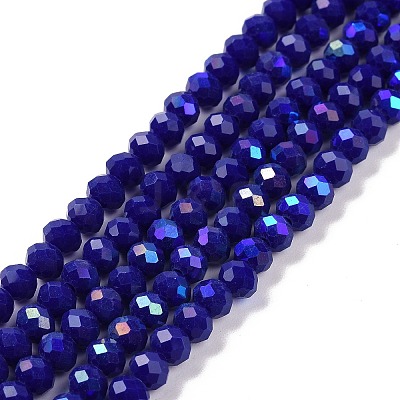 Electroplate Opaque Solid Color Glass Beads Strands EGLA-A034-P1mm-L12-1