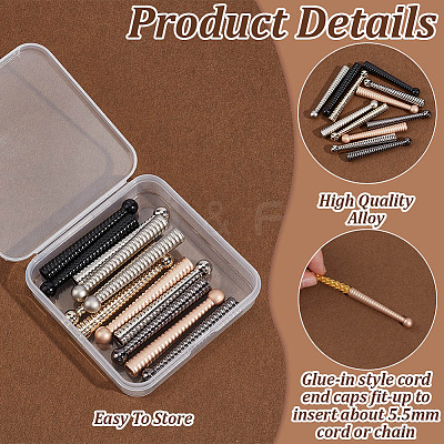12Pcs 6 Colors Alloy Cord Ends FIND-HY0004-72-1