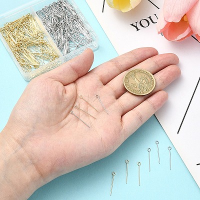 400Pcs 2 Colors 304 Stainless Steel Eye Pin FIND-YW0005-14-1