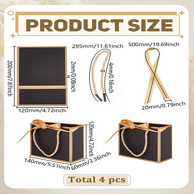 Paper Portable Gift Tote Boxes with Goldenrod Ribbon CON-WH0112-014-1