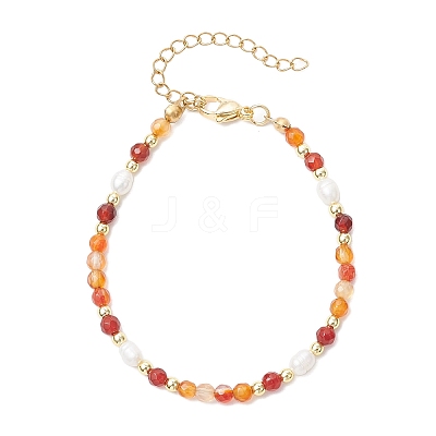 Natural Carnelian Beaded Bracelets BJEW-JB11763-01-1