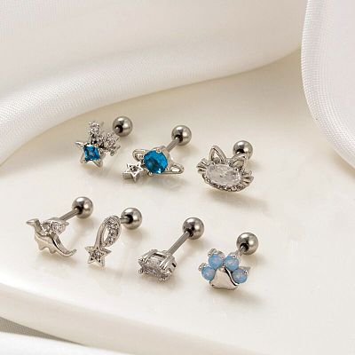 316L Stainless Steel Cubic Zirconia Cartilage Earrings for Women WGF6ABA-03-1