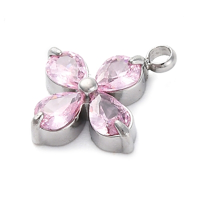 304 Stainless Steel Micro Pave Cubic Zirconia Pendants LS-STAS-U042-06P-01-1