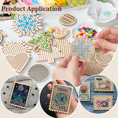 8Pcs 4 Styles Wood Embroidery Board DIY-BC0014-91-1