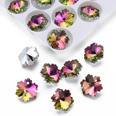 Electroplated Glass Charms EGLA-N006-015B-1
