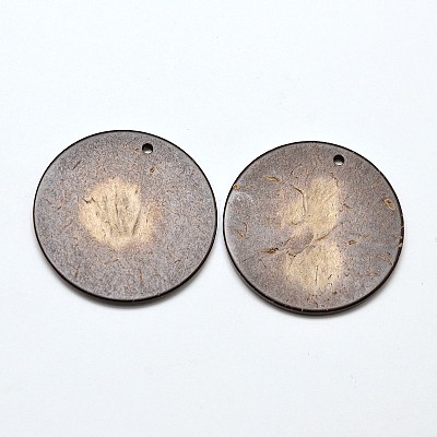 Wood Jewelry Findings Flat Round Coconut Pendants COCO-E001-10C-1