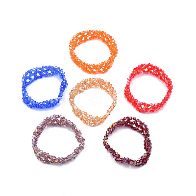 Bling Glass Beaded Stretch Bracelet BJEW-N018-03-1