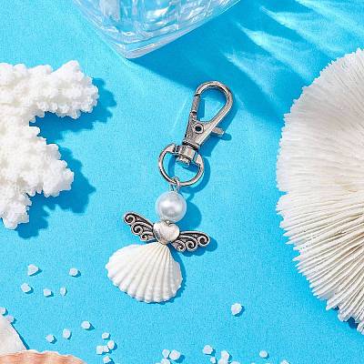 Angel Spiral Shell Pendant Decooration HJEW-JM01964-02-1