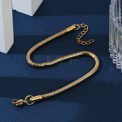 Ion Plating(IP) 304 Stainless Steel Round Snake Chain Bracelets BJEW-O186-08A-G-1