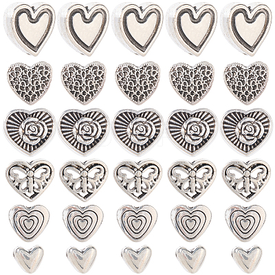 120Pcs 6 Styles Tibetan Style Alloy Beads TIBE-SP0001-22C-1