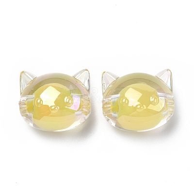 UV Plating Rainbow Iridescent Acrylic Beads OACR-H015-05C-1