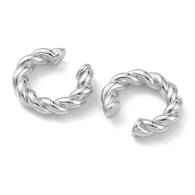Twist Ring Rack Plating Brass Cuff Earrings for Women Men EJEW-K245-10P-1