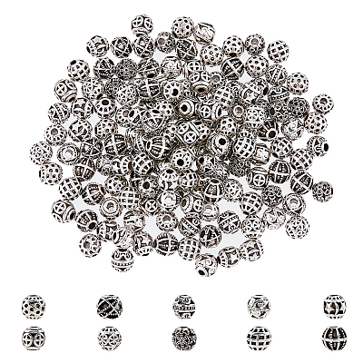 150Pcs 10 Style Zinc Alloy Beads FIND-DC0003-67-1