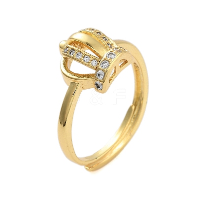 Crown Clear Cubic Zirconia Adjustable Rings RJEW-L120-017G-03-1