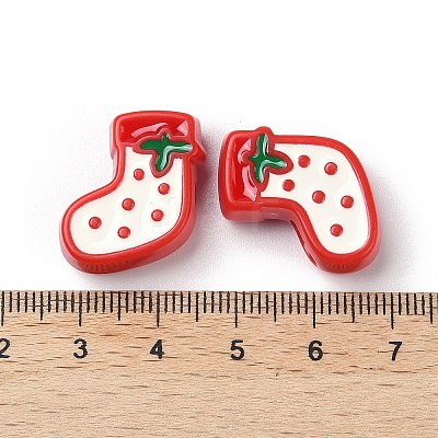 Christmas Decorations Theme Opaque Acrylic Bead with Enamel X-OACR-Z021-01F-1