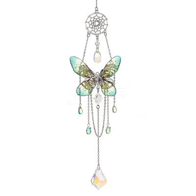 3Pcs 3 Colors Stainless Steel Resin Butterfly Suncatcher HJEW-TA00452-1